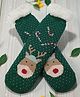 Butterthief Woollen Knit Christmas Theme Reindeer  Designed Anti Skid Socks - Dark Green