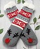 utterthief Woollen Knit Christmas Theme Reindeer  Designed Anti Skid Socks - Grey