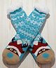 Butterthief Woollen Knit Christmas Theme Reindeer Designed Anti Skid Socks - Sky Blue