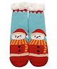 Woollen Knit Christmas Theme Snowman Designed Anti Skid Socks - Sky Blue