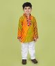 Banjara India Cotton Woven Full Sleeves Leheriya Printed Kurta & Pyjama Set - Yellow