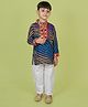 Banjara India Cotton Woven Full Sleeves Leheriya Printed Kurta & Pyjama Set - Blue