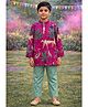 Pspeaches Cotton Woven Full Sleeves Animal & Birds Printed Kurta Pyjama Set - Pink