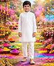 Pspeaches Cotton Woven Full Sleeves Solid Kurta Pyjama Set - White
