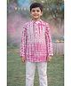 Pspeaches Cotton Woven Full Sleeves Tie Dye Kurta Style Shirt - Pink