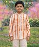 Pspeaches Cotton Woven Full Sleeves Tie Dye Kurta Style Shirt - Orange