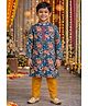 Pspeaches Woven Full Sleeves Floral Printed Kurta Pyjama Set - Blue