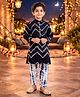 Pspeaches Cotton Woven Full Sleeves Tie Dye Chevron Designed Kurta & Pyjama Set - Black