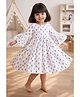 Mamma's Bear 100% Cotton Woven Three Fourth Flared Sleeves Floral Printed Dress - White