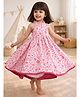 Mamma's Bear 100% Cotton Woven Sleeveless Floral Printed Halter Neck Dress - Pink