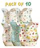Sun & Shine Disposable Feeding Non Woven Bib, Cute Animal Pattern and Fruit Design, 6-12 Months | Waterproof Bib upto 24 months, Boys & Girls | Soft & Disposable Adjustable Bib - Pack of 10