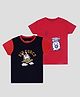 Etched Design 100% Cotton Knit Half Sleeves Vehicles & Air Force Text Printed Tees - Red & Navy Blue