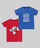 Etched Design 100% Cotton Knit Half Sleeves Vehicles & Typography Printed Tees - Royal  Blue & Red