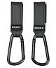 Dooky Buggy Hook Small (2pcs) Black - Heavy Duty Stroller Hooks for Pram & Baby Stroller, 360° Rotating Adjustable Straps, Aluminium Carabiner Clip for Diaper/Nappy Bags, Shopping Bags & Handbags