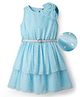 Hola Bonita Woven Sleeveless Fit & Flare Party Dress & Belt With Foil Heart Print - Blue