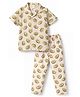 Ollypop Sinker Knit Half Sleeves Co-Ord Shirt & Pyjama Night Suit With Avocado Print - Beige