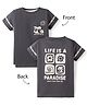 Lazy Bones Interlock Knit Half Sleeves T-Shirt & Shorts Set with Beach Print - Charcoal Grey