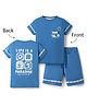 Lazy Bones Interlock Knit Half Sleeves T-Shirt & Shorts Set with Beach Print - Blue