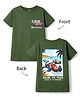Lazy Bones Sinker Knit Half Sleeves T-Shirt With Front & Back Race Car Print - Green