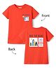 Lazy Bones Sinker Knit Half Sleeves T-Shirt With Front & Back Beach Theme - Red
