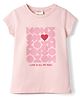Lazy Bones Sinker Knit Half Sleeves T-Shirt With Heart Print - Mauve
