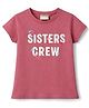 Lazy Bones Sinker Knit Half Sleeves T-Shirt With Text Print - Dark Pink