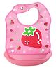 MOMISY Baby Bib For Newborn Waterproof Silicone Baby Bib with Pocket, 6+ Months (Pink Strawberry)