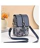 MOMISY Women's PU Leather Mini Crossbody Sling Bag with Multi-Pockets - Blue