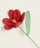 MOMISY Handmade Crochet Artificial Crocus Flower with Stem (Red)