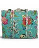 MOMISY Handmade Quilted Cotton Floral Tote Bag, Reusable Shoulder Bag (Green,18