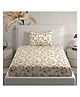 Florida Off White & Brown Floral Printed Single Bedsheet Set (160x228 cm)