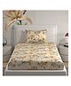 Florida Beige & Mustard Floral Printed Single Bedsheet Set (160x228 cm)