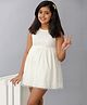 Under Fourteen Only Sleeveless Leaves Embroidered Mid Thigh Length Dress - Cream