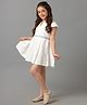 Under Fourteen Only Cap Sleeves Multi Colour Striped Knee Length Pleated Dress - White