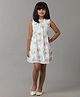 Under Fourteen Only Sleeveless  Schiffli Embroidered & Floral Printed Knee Length Dress  - Green