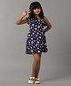 Under Fourteen Only Sleeveless Frill Detailed &  Floral Printed Knee Length Dress - Navy Blue