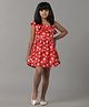 Under Fourteen Only Sleeveless Frill Detailed &  Floral Printed Knee Length Dress - Red