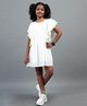 Under Fourteen Only Half Flutter Sleeves Lace Trim Embellished Mid Thigh Length Dress - Off White