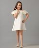 Under Fourteen Only Half Off Shoulder Sleeves Floral Embroidered Mid Thigh Length Dress - White