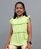 Under Fourteen Only Cap Sleeves Swiss Dots Embroidered Tiered Top - Green