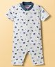 Kidi Wav Half Sleeves Cars Printed Romper - Blue