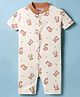 Kidi Wav Half Sleeves Teddy Bear Printed Romper - Biscuit