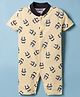 Kidi Wav Half Sleeves Panda Bear Printed Romper - Yellow