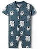 Kidi Wav Half Sleeves Snow Monsters Printed Romper - Blue