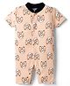 Kidi Wav Half Sleeves Cheetah Face Printed Romper - Yellow
