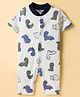 Kidi Wav Half Sleeves Dinosaur Printed Romper - Blue