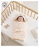 Baby Tales Organic Muslin Cotton Swaddle With polyster back & Receiving Blanket/Towel  - Soft, Breathable, and Eco-Friendly for Newborns to 3 Months -Nesting bag- Flory garden with Rabbit - 72cmx72cm