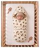 Baby Tales 100% Organic Muslin Cotton Swaddle With polyster back & Receiving Blanket/Towel - Soft, Breathable, and Eco-Friendly for Newborns to 3 Months | Nesting bag | Brown Bear faced -72cmx72cm