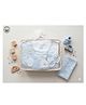 Baby Tales Imported Premium 100% Cotton Interlock Baby Gift Set, Baby Essential Clothes For Boys | Baby Shower Gift Hamper, 3-6 Months, Dino Embroidered / printed White & Blue , Pack of 11