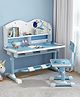 Purple Tots Wooden Kids Study Table and Chair Set with Height Adjustment, Book holder and Storage Compartments  Space Print - Sky Blue